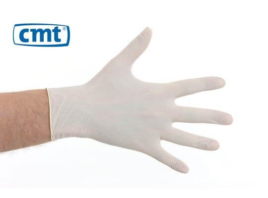 CMT Handschoen wit latex gepoederd large