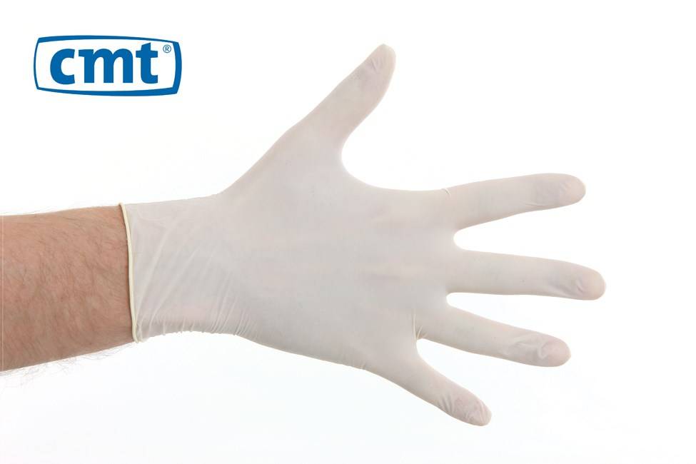 CMT Handschoen wit latex ongepoederd medium