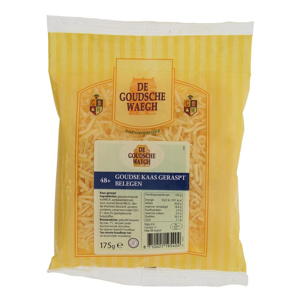 De Goudsche Waegh Kaas geraspt belegen 175gr