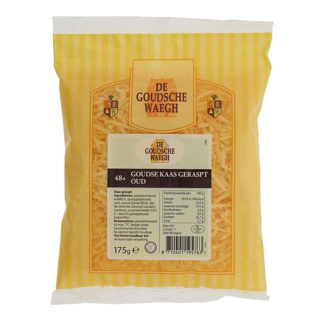 De Goudsche Waegh Kaas geraspt oud 175gr