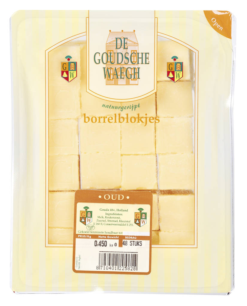 De Goudsche Waegh Kaasblokjes oud 10gr