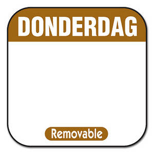 Depa Label dag donderdag afneembaar 25x25mm