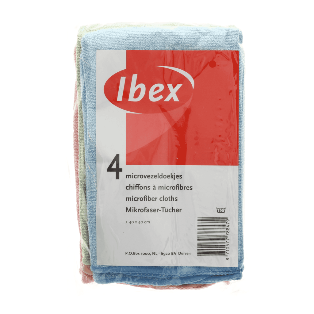Ibex Microvezeldoek en blauw/geel/roze/groen 40x40cm