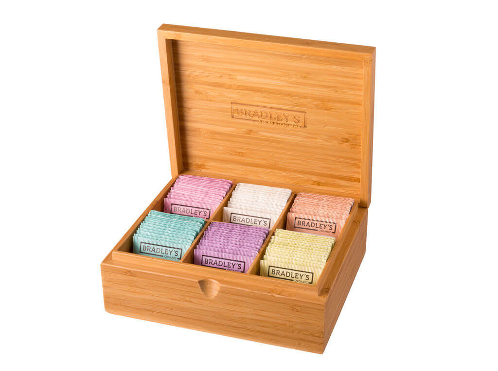 Bradley's Organic theekist bamboe 6 vaks zonder inhoud